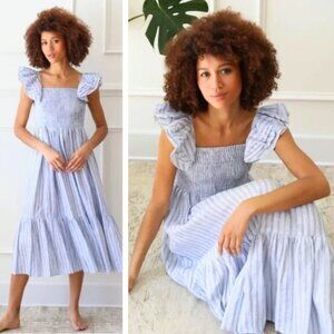 NWT Mille Olympia Dress Montauk Stripe Linen Midi